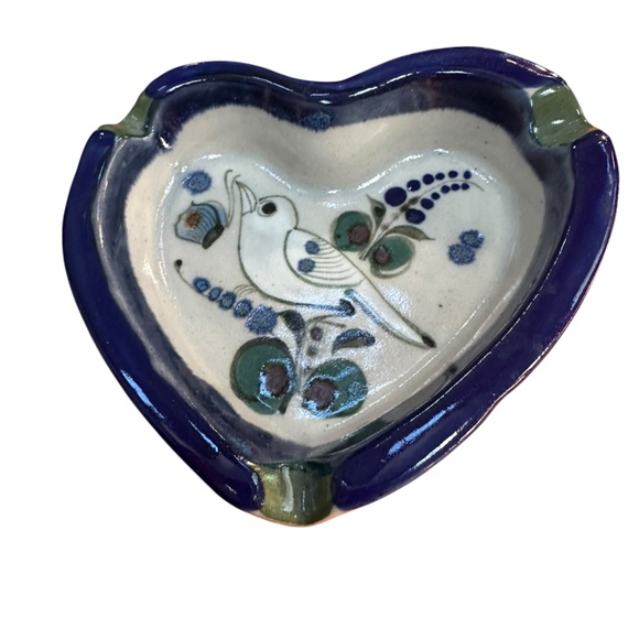 Vintage Ken Edwards Ashtray Mexican Pottery Blue Bird Tonala Signed 5.5" - Picture 3 of 7